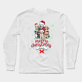 Cute dogs with christmas hat ,Merry Christmas Long Sleeve T-Shirt